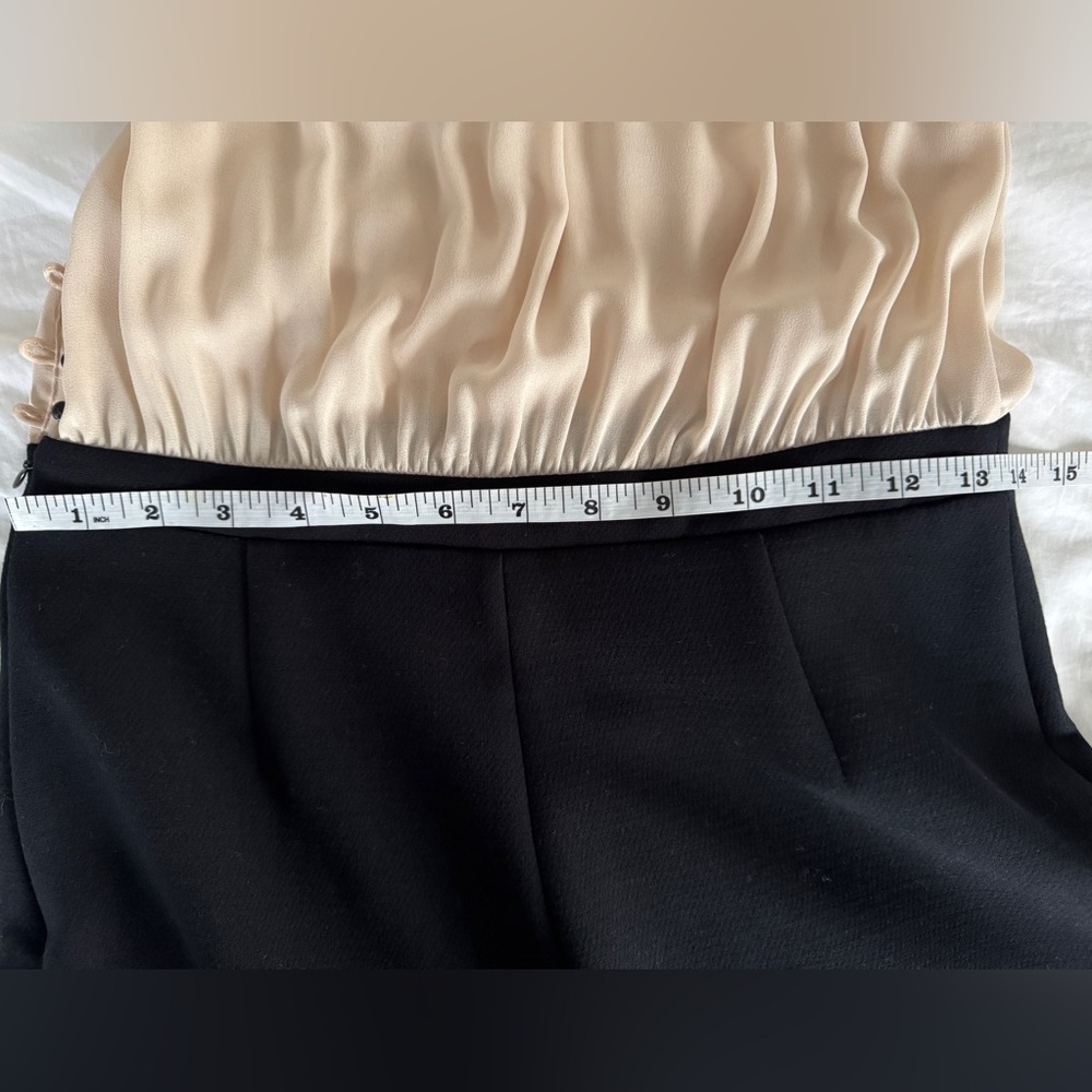 Zara Cream Black Pleated Long Sleeve Contrast Dress Size M (Runs Small) - Picture 10 of 13
